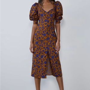 Zara Floral Print Poplin Dress
